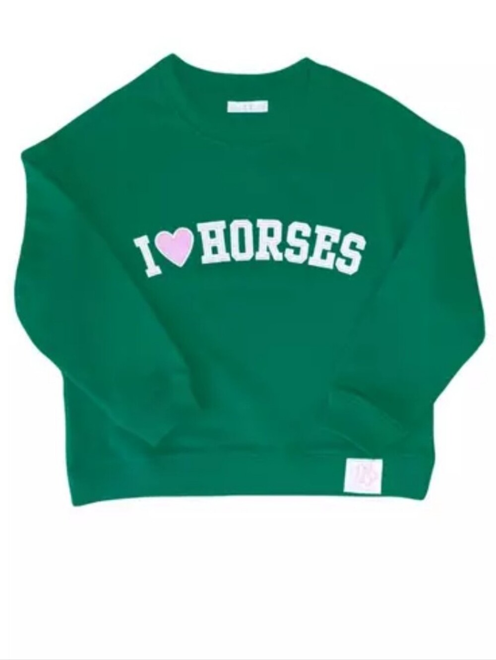 Bits & Bows Green Crewneck 'I ♥ Horses' Sweatshirt Size 8/9 * Read